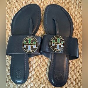 Tory Burch blue/green slides, size 9